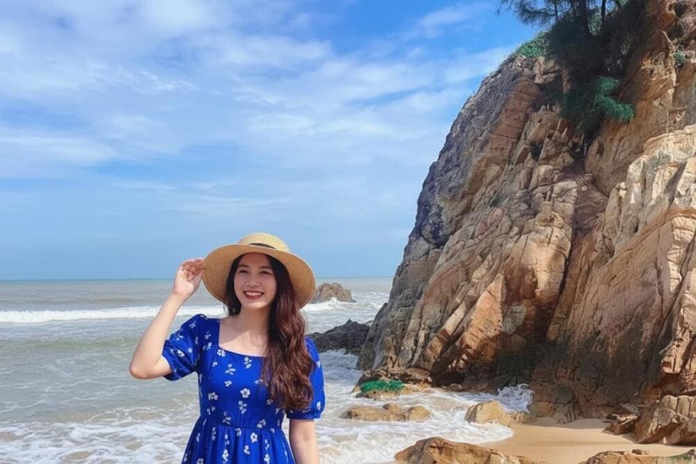 Bãi Đá Nhảy có rất nhiều góc check-in đặc biệt cho các "nàng thơ"